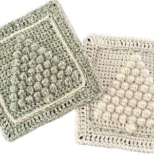 Set of Christmas Tree Dishcloth , Hot Pad, Hand Crocheted - 100% Cotton